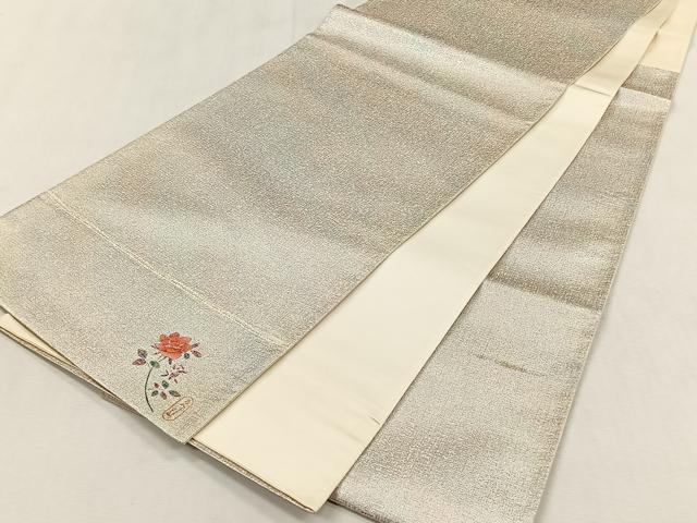 平和屋着物◎六通柄袋帯　作家物　霞文　ワンポイント　枝花文　正絹　逸品　CABJ6107yk