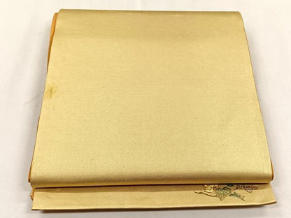平和屋着物◎六通柄袋帯　螺鈿　霞文　ワンポイント　枝葉文　金糸　正絹　逸品　CABJ6109yk