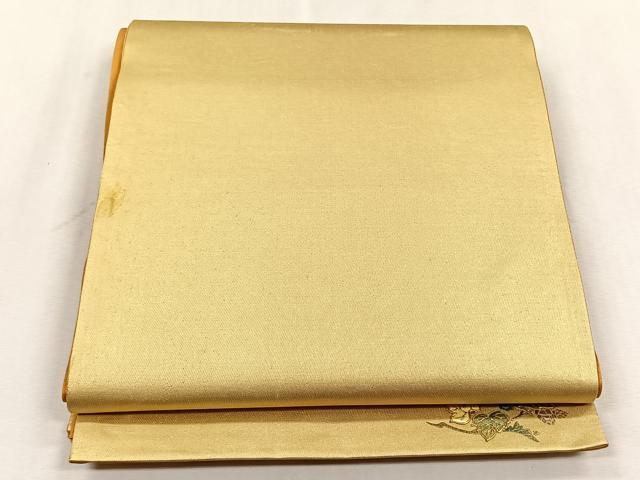 平和屋着物◎六通柄袋帯　螺鈿　霞文　ワンポイント　枝葉文　金糸　正絹　逸品　CABJ6109yk