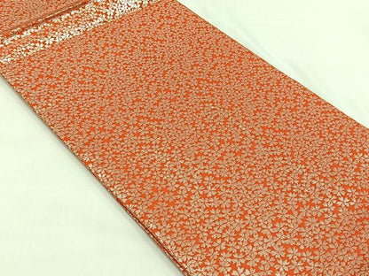 平和屋着物◎丸帯　舞桜文　銀糸　正絹　逸品　CABJ6111yk