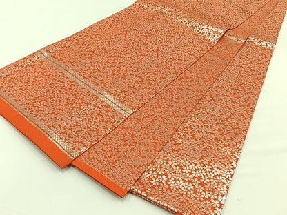 平和屋着物◎丸帯　舞桜文　銀糸　正絹　逸品　CABJ6111yk