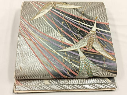 平和屋着物◎六通柄袋帯　飛鶴文　金銀糸　正絹　逸品　CABJ6112yk