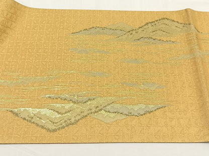 平和屋着物◎六通柄袋帯　人物風景文　金糸　正絹　逸品　CABJ6114yk