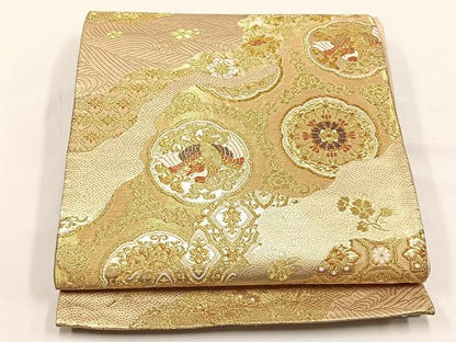 平和屋着物◎六通柄袋帯　唐織　流水鳳凰花唐草文　金糸　正絹　逸品　CABJ6116yk