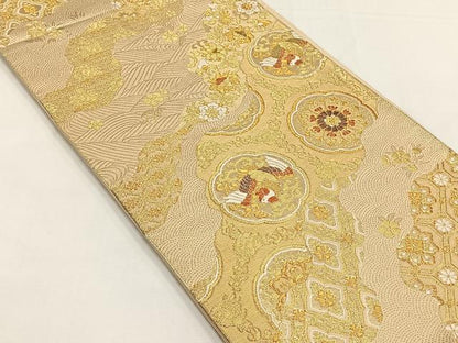 平和屋着物◎六通柄袋帯　唐織　流水鳳凰花唐草文　金糸　正絹　逸品　CABJ6116yk