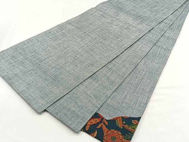 平和屋着物◎中国三大刺繍　相良刺繍　太鼓柄袋帯　紬地　更紗花文　正絹　逸品　CABJ6118yk
