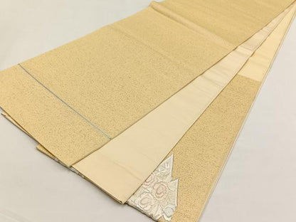 平和屋着物◎太鼓柄袋帯　総刺繍　駒刺繍　花車文　金糸　正絹　逸品　CABJ6120yk