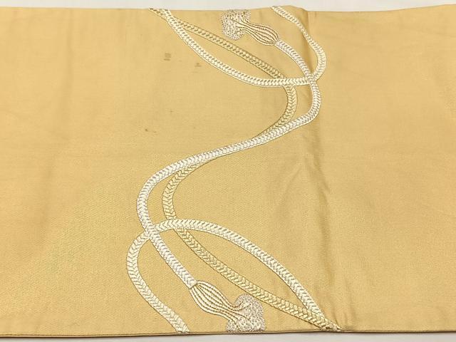 平和屋着物◎中国三大刺繍　相良刺繍　太鼓柄袋帯　総刺繍　駒刺繍　結び紐文　正絹　逸品　CABJ6125yk