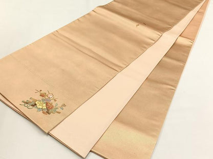 平和屋着物◎六通柄袋帯　霞文　ワンポイント　螺鈿　花筏文　金糸　正絹　逸品　未使用　CABJ6127yk