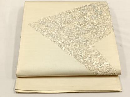 平和屋着物◎太鼓柄袋帯　総刺繍　菊尽くし　正絹　逸品　CABJ6128yk