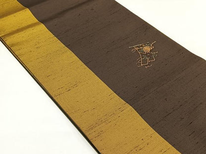 平和屋着物◎中国三大刺繍　相良刺繍　総刺繍　両面　太鼓柄袋帯　紬地　几帳菊文　正絹　逸品　CABJ6129yk
