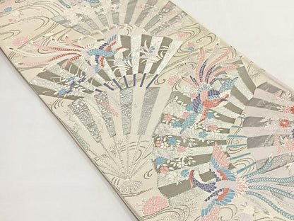 平和屋着物◎六通柄袋帯　唐織　鳳凰舞扇文　全プラチナ箔　正絹　逸品　CABJ6131yk