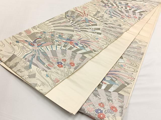 平和屋着物◎六通柄袋帯　唐織　鳳凰舞扇文　全プラチナ箔　正絹　逸品　CABJ6131yk