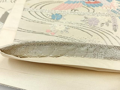 平和屋着物◎六通柄袋帯　唐織　鳳凰舞扇文　全プラチナ箔　正絹　逸品　CABJ6131yk