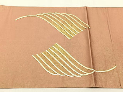 平和屋着物◎太鼓柄袋帯　駒刺繍　流水文　金糸　正絹　逸品　CABJ6142yk