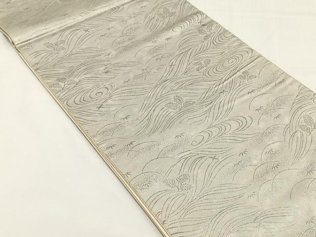 平和屋着物◎六通柄袋帯　流水舞葉文　螺鈿　ワンポイント　舞梅文　正絹　逸品　CABJ6143yk