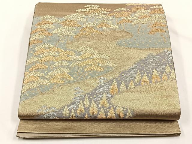 平和屋着物◎六通柄袋帯　樹林文　金銀糸　正絹　逸品　CABJ6147yk