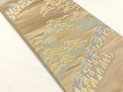 平和屋着物◎六通柄袋帯　樹林文　金銀糸　正絹　逸品　CABJ6147yk