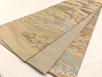 平和屋着物◎六通柄袋帯　樹林文　金銀糸　正絹　逸品　CABJ6147yk