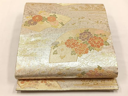 平和屋着物◎九百佐賀錦　六通柄袋帯　花選四季寿　金糸　引箔　正絹　逸品　未使用　CABJ6150yk
