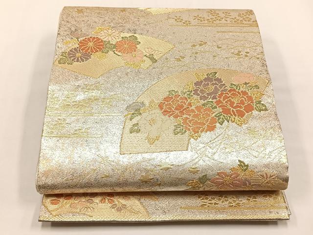 平和屋着物◎九百佐賀錦　六通柄袋帯　花選四季寿　金糸　引箔　正絹　逸品　未使用　CABJ6150yk