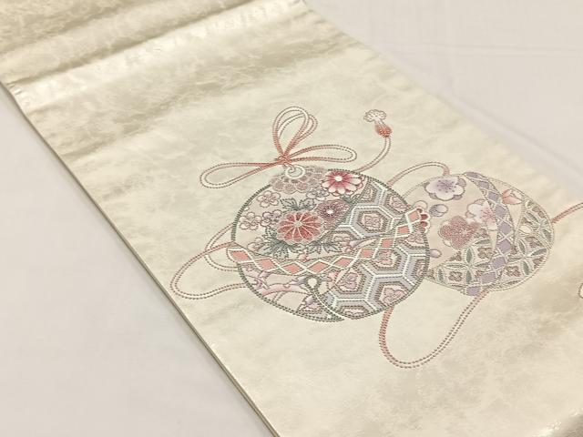 平和屋着物◎中国三大刺繍　総相良刺繍　太鼓柄袋帯　鈴　舞花文　正絹　逸品　CABJ6153yk
