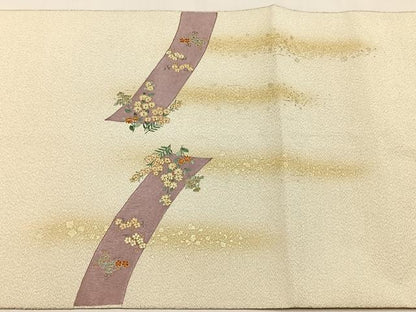平和屋着物◎太鼓柄袋帯　総刺繍　綴れ　枝花文　金糸　正絹　逸品　CABJ6159yk