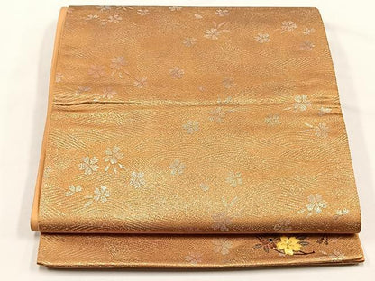 平和屋着物◎六通柄袋帯　螺鈿　ワンポイント　舞桜文　金糸　正絹　逸品　CABJ6163yk