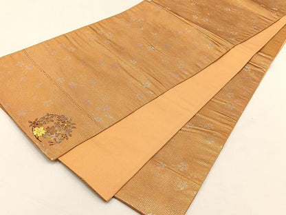 平和屋着物◎六通柄袋帯　螺鈿　ワンポイント　舞桜文　金糸　正絹　逸品　CABJ6163yk
