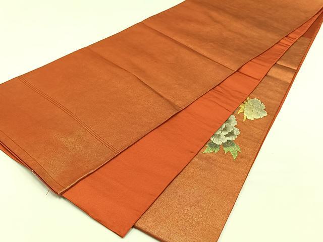 平和屋着物◎太鼓柄袋帯　牡丹　金彩　正絹　逸品　CABJ6164yk
