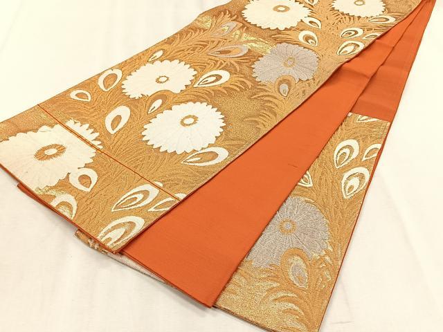 平和屋着物◎六通柄　京袋帯　草花文　金銀糸　正絹　逸品　CABJ6171yk