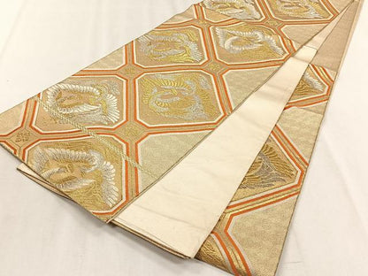 平和屋着物◎六通柄袋帯　鳳凰　金銀糸　正絹　逸品　CABJ6173yk