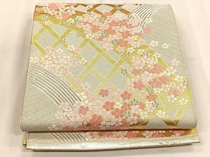 平和屋着物◎六通柄袋帯　唐織　舞花文　金銀糸　正絹　逸品　CABJ6175yk