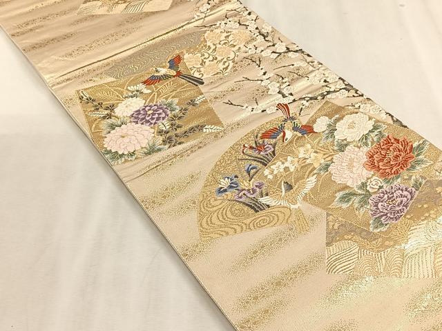 平和屋着物◎六通柄袋帯　唐織　地紙花鳥文　金糸　正絹　逸品　CABJ6181yk
