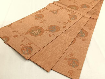 平和屋着物◎六通柄袋帯　風景蔦の葉丸文　正絹　逸品　未使用　CABJ6186yk