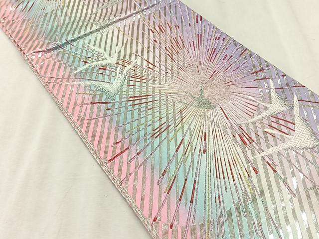 平和屋着物◎六通柄袋帯　飛鶴文　金銀糸　正絹　逸品　CABJ6194yk