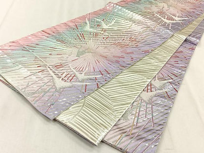 平和屋着物◎六通柄袋帯　飛鶴文　金銀糸　正絹　逸品　CABJ6194yk