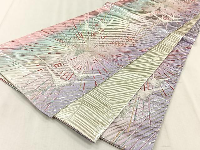 平和屋着物◎六通柄袋帯　飛鶴文　金銀糸　正絹　逸品　CABJ6194yk