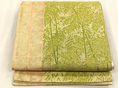 平和屋着物◎六通柄袋帯　笹竹文　金糸　正絹　逸品　CABJ6195yk