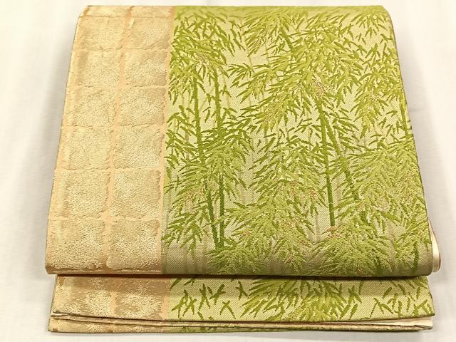 平和屋着物◎六通柄袋帯　笹竹文　金糸　正絹　逸品　CABJ6195yk