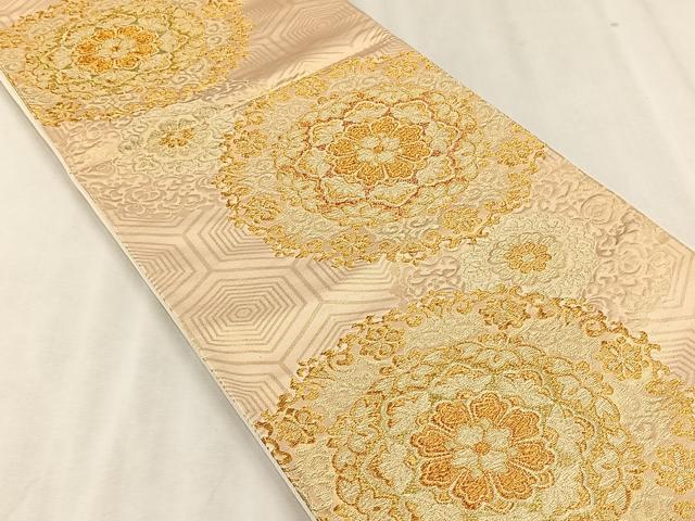平和屋着物◎六通柄　京袋帯　正倉院花文　金糸　正絹　逸品　CABJ6196yk