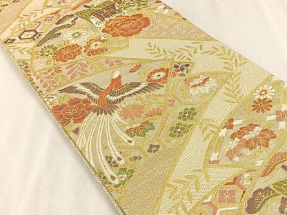平和屋着物◎古典佐賀錦　六通柄袋帯　九百織　鳳凰花文　金糸　正絹　逸品　未使用　CABJ6197yk