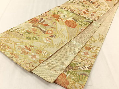 平和屋着物◎古典佐賀錦　六通柄袋帯　九百織　鳳凰花文　金糸　正絹　逸品　未使用　CABJ6197yk