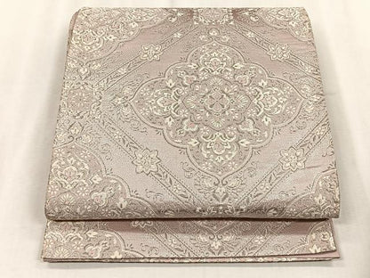 平和屋着物◎六通柄袋帯　天井花唐草文　銀糸　正絹　逸品　CABJ6198yk
