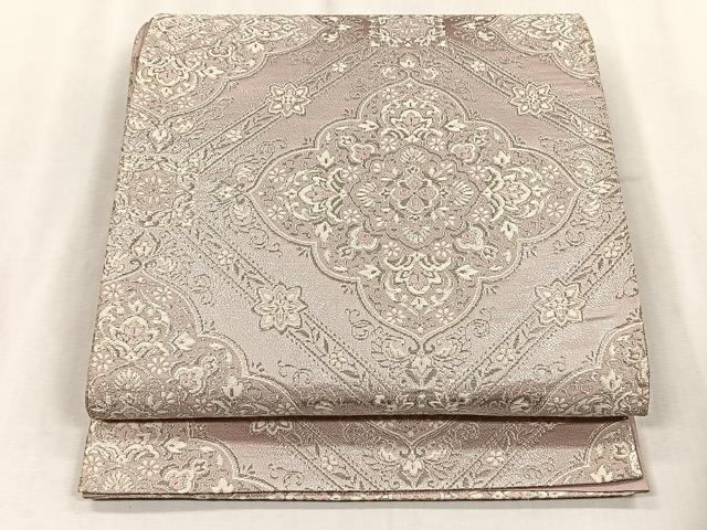 平和屋着物◎六通柄袋帯　天井花唐草文　銀糸　正絹　逸品　CABJ6198yk