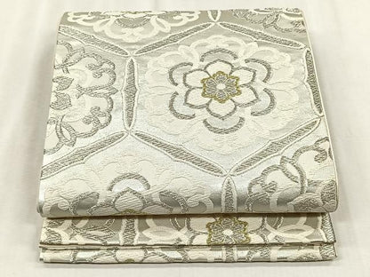 平和屋着物◎六通柄袋帯　亀甲花文　金銀糸　正絹　逸品　CABJ6201yk