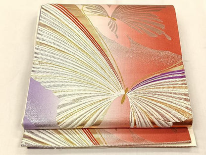 平和屋着物◎六通柄袋帯　唐織　舞蝶文　金銀糸　正絹　逸品　未使用　CABJ6202yk
