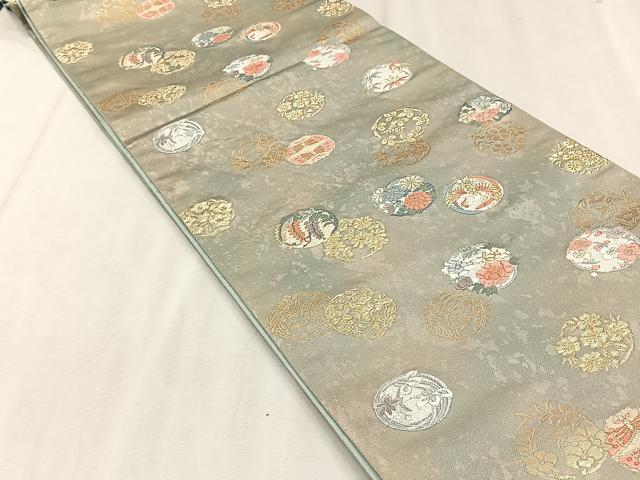 平和屋着物◎六通柄袋帯　唐織　四季花丸紋　金銀糸　引箔　正絹　逸品　CABJ6204yk