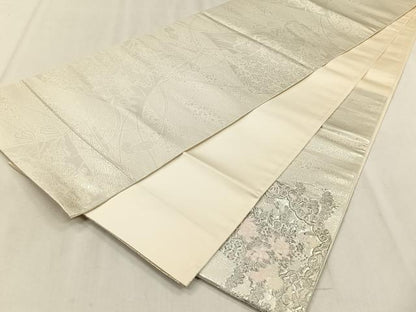 平和屋着物◎太鼓柄袋帯　薫香几帳式部図　銀糸　正絹　逸品　CABJ6208yk