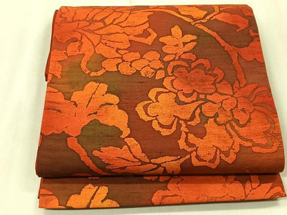 平和屋着物◎全通柄袋帯　ろうけつ染　枝花文　正絹　逸品　CABJ6214yk